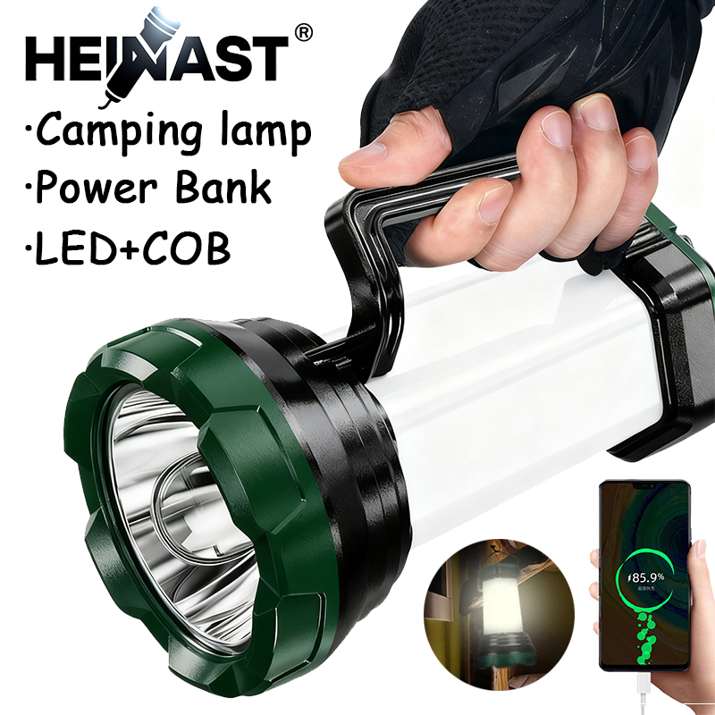 Outdoor Power Usb - ไฟฉาย LED ที่มีประสิทธิภาพแบบพกพาพร้อมโคมไฟตั้งแคมป์ COB ไฟฉายมือถือแบบชาร์จไฟได้ USB