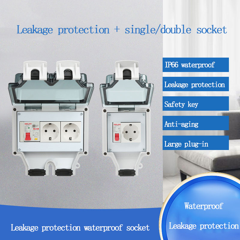 Outdoor Power Outlet - ซ็อกเก็ตกันน้ำกลางแจ้ง 86 ชนิด กล่องกันน้ำพร้อมสวิตช์ป้องกันการรั่วไหล ปลั๊ก EU