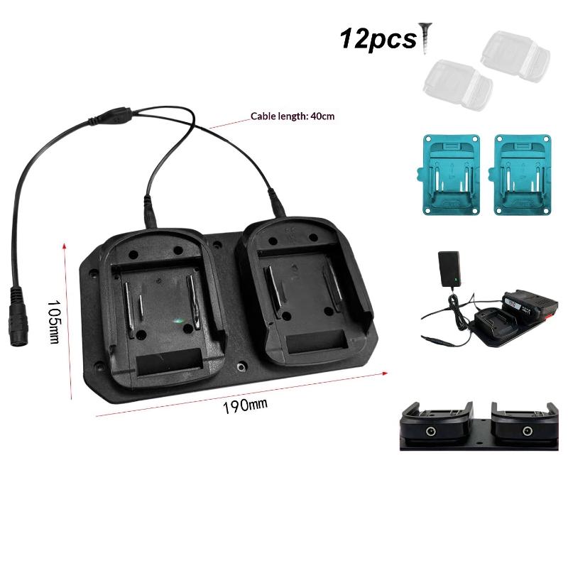 Outdoor Power Double Adapter - อะแดปเตอร์แบตเตอรี่คู่สำหรับแบตเตอรี่ 18V 1 ชุด ที่ยึดจ่ายไฟคู่ พกพาสะดวก