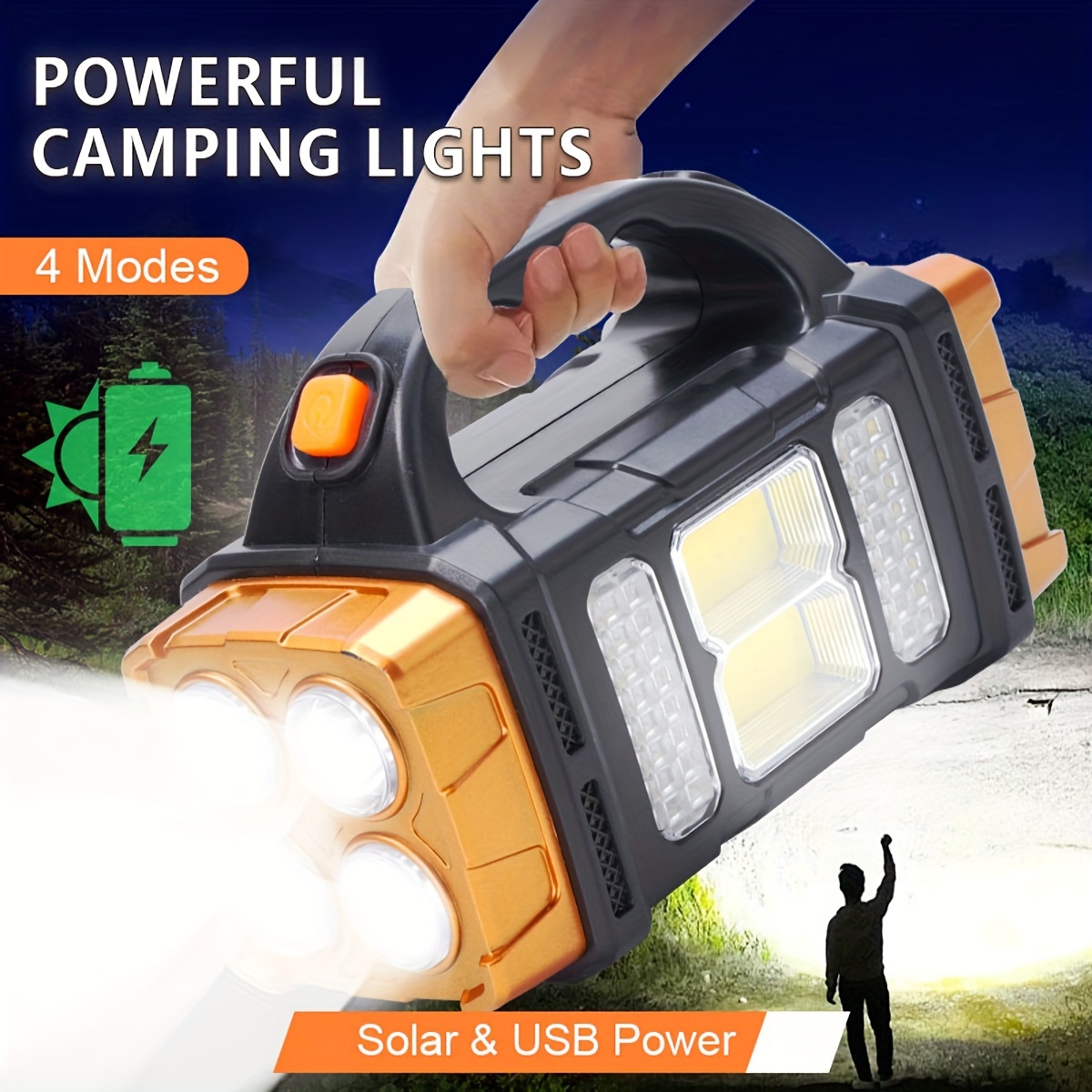 Outdoor Usb Power Supply - อัพเกรดใหม่ ไฟฉาย LED พลังงานแสงอาทิตย์แบบชาร์จไฟได้ กำลังสูง พร้อมพาวเวอร์แบงค์