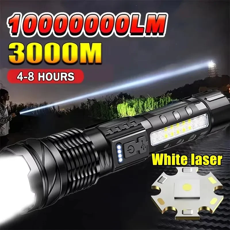 Outdoor Power Usb - ไฟฉาย LED กำลังสูง พร้อมหน้าจอแสดงสถานะแบตเตอรี่ ชาร์จผ่าน USB
