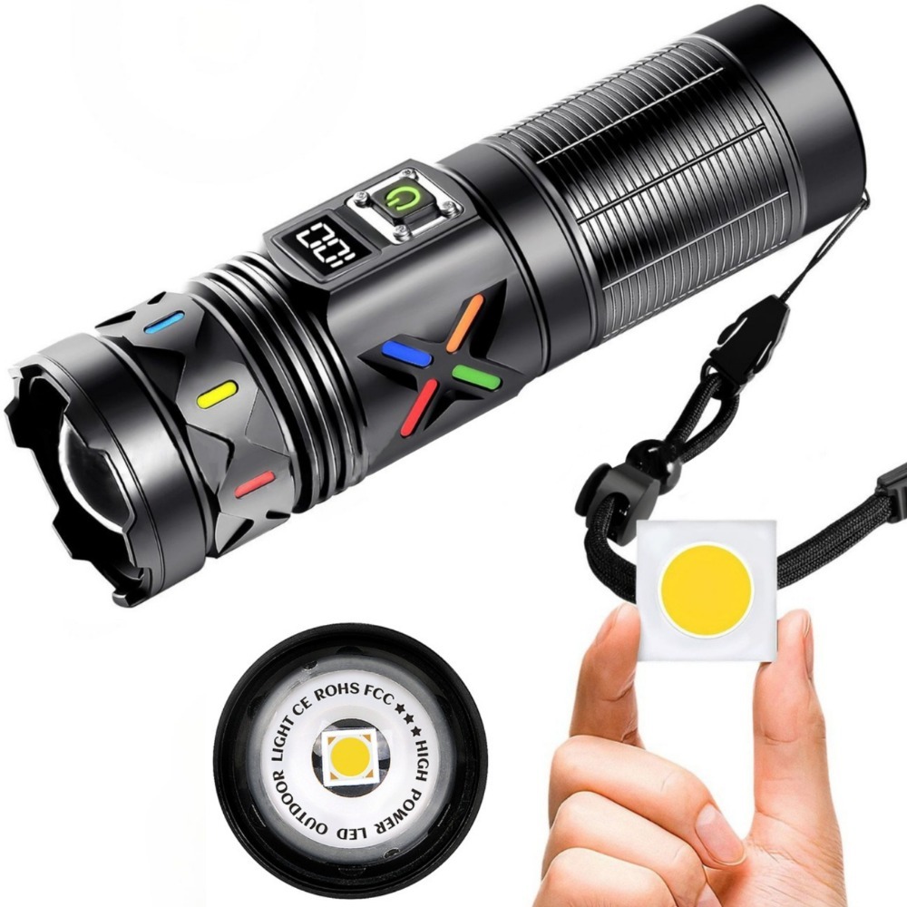 Outdoor Power Usb - ไฟฉาย LED พลังงานสูงแบบยืดหดได้ ซูมได้ ชาร์จ USB