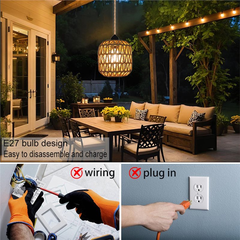 โคมไฟระย้าหวายสาน BHTS ใช้พลัง - Outdoor Power For Gazebo บทวิจารณ์และราคา