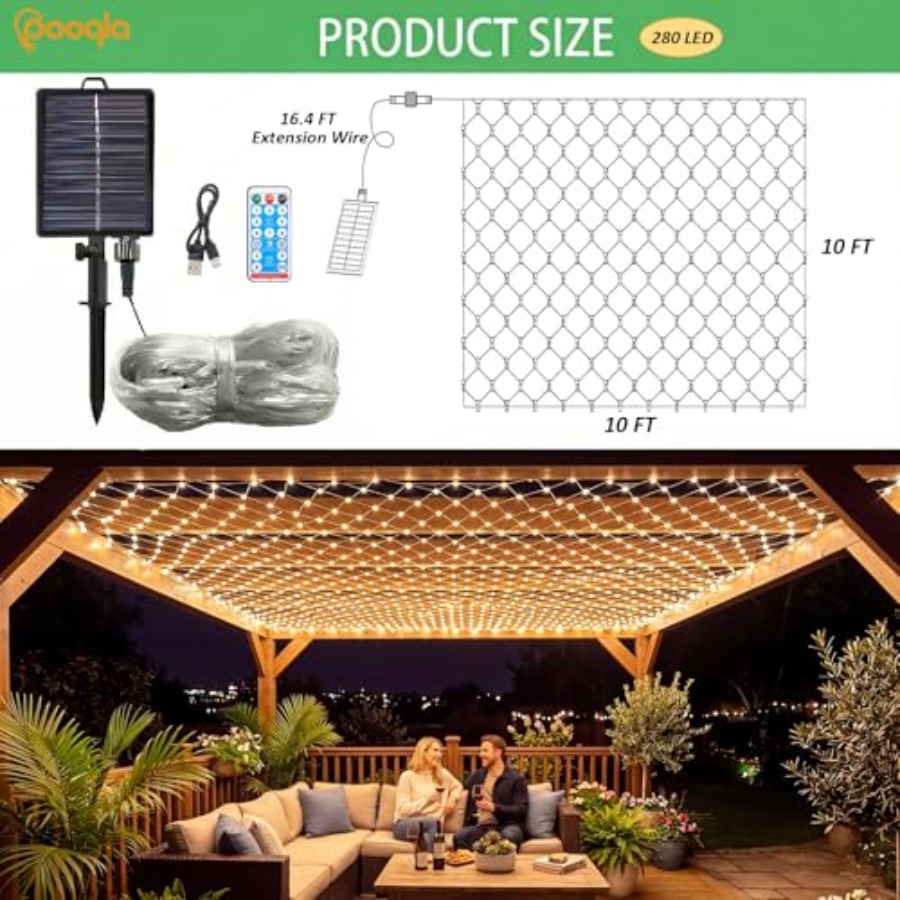 ไฟตาข่ายพลังงานแสงอาทิตย์, ไฟต - Outdoor Power For Gazebo บทวิจารณ์และราคา
