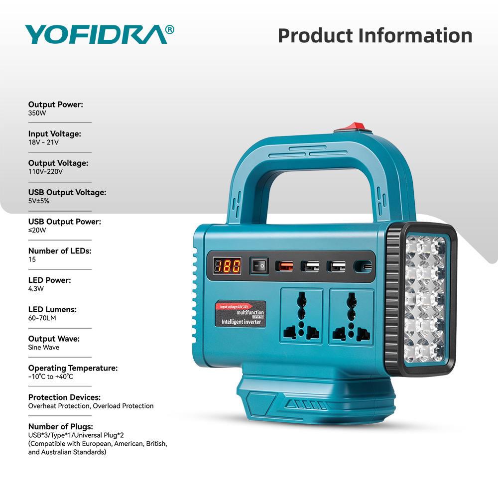 อินเวอร์เตอร์พกพา YOFIDRA 220V - Outdoor Usb Power Supply บทวิจารณ์และราคา