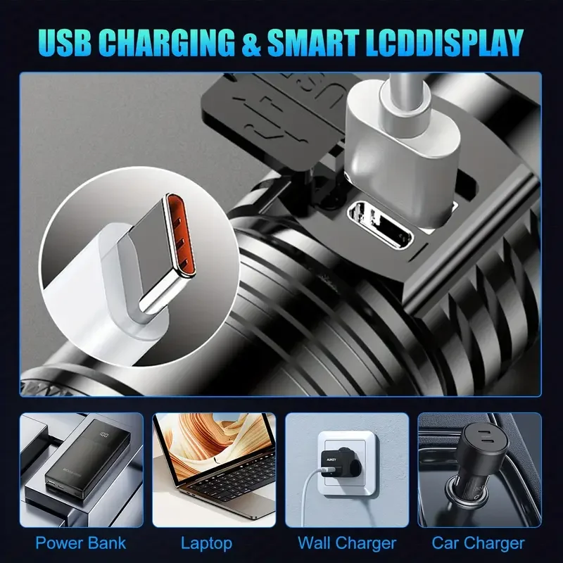 ไฟฉาย LED ยุทธวิธี 2000LM ชาร์ - Outdoor Power Usb บทวิจารณ์และราคา