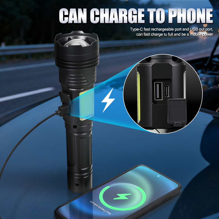 ไฟฉาย LED พลังสูงแบบพกพา ชาร์จ - Outdoor Power Usb บทวิจารณ์และราคา