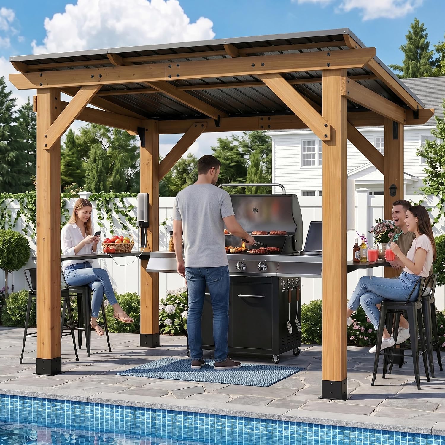 ศาลาปิ้งย่างไม้ซีดาร์ ขนาด 6x8 - Outdoor Power For Gazebo บทวิจารณ์และราคา